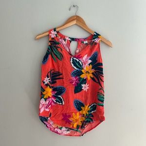 Old Navy Coral Red Floral Tank Top Size XS
